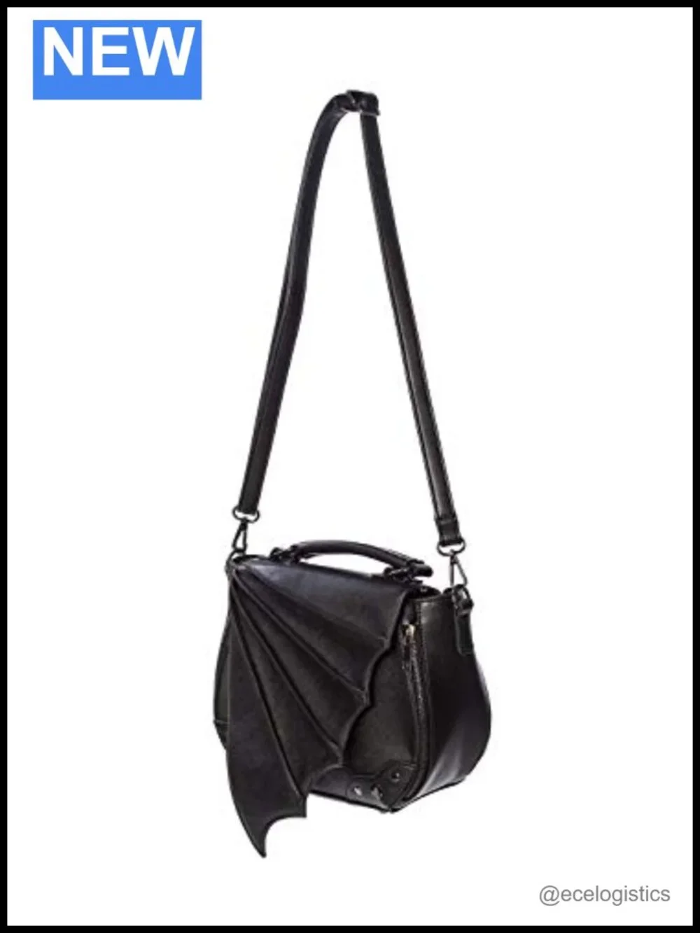 Women's Faux Leather Bat Wing Hobo Bag - Top Handle Gothic Style Handbag